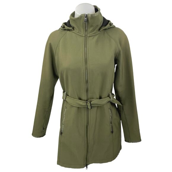 The North Face Apex Bionic Green Hoodie Hooded Tie Waist Trench Coat Jacket Sz S - Picture 1 of 5